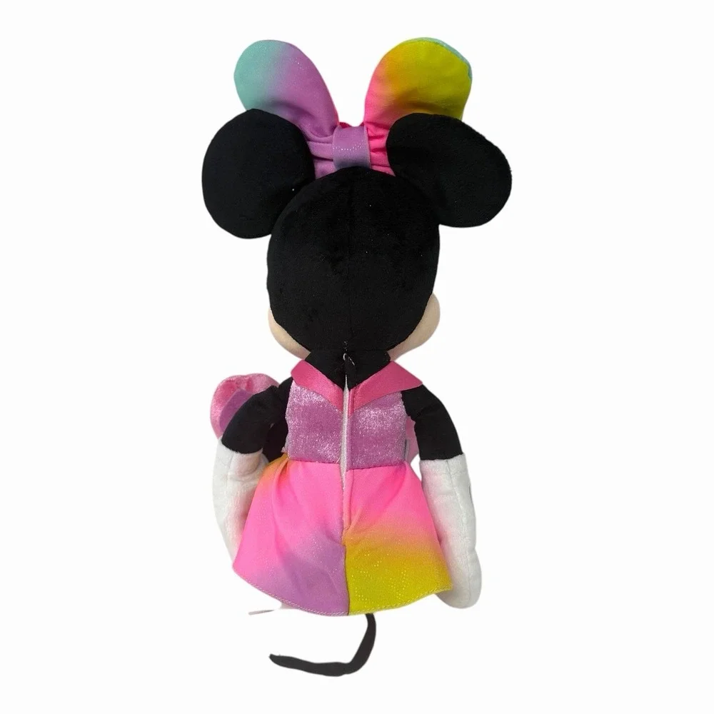 Disney Minnie Mouse Plush Rainbow Ombre Dress Heart Shoes Stuffed Toy